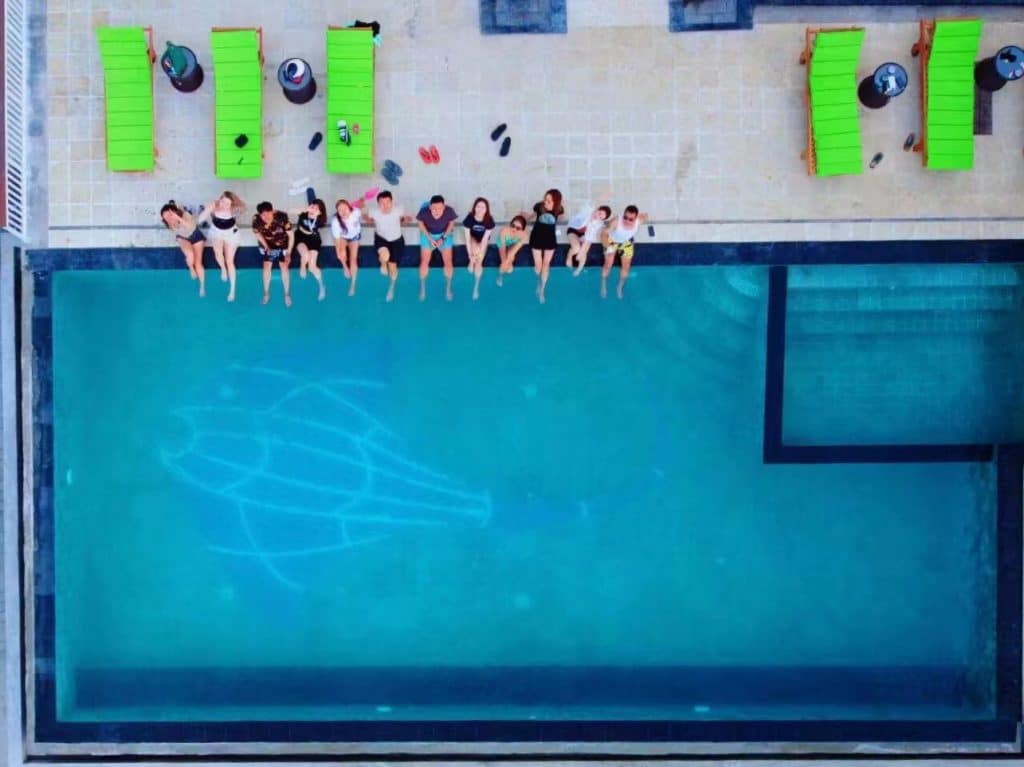 drone view jukung dive penida pool