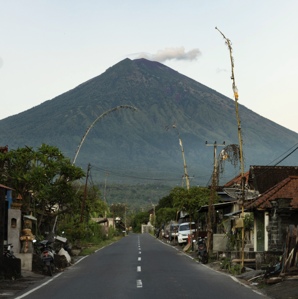 Mount Agung volcano view from Amed Bali Indonesia