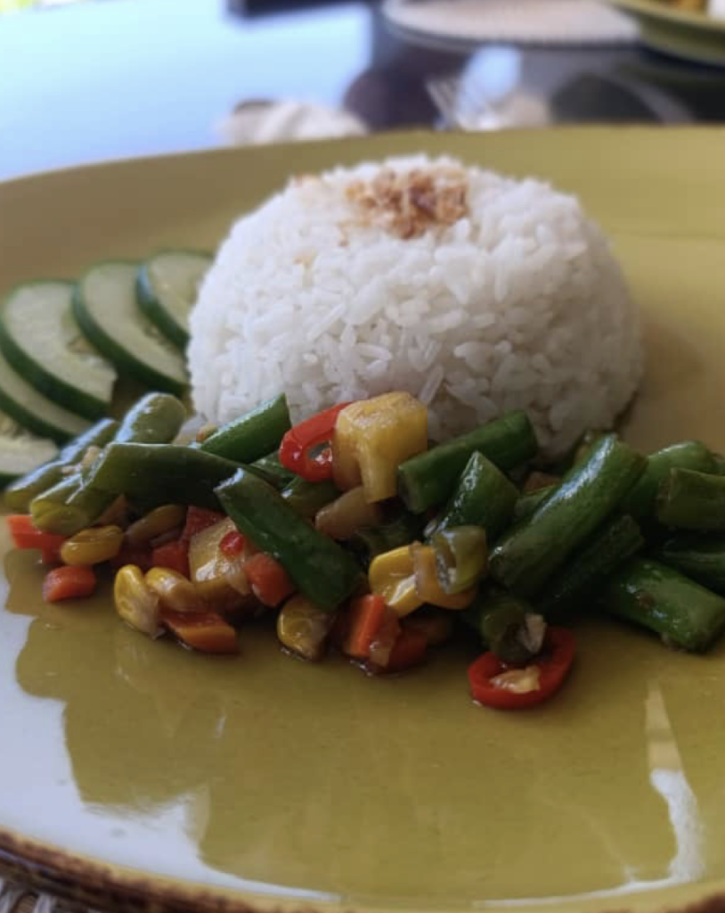 Traditional Indonesian rice dish served at Sky Penida Rooftop Restaurant in Nusa Penida, featuring fresh local ingredients and authentic Balinese flavours.