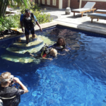 Pool skills session in Amed Jukung Dive Resort with two instructors