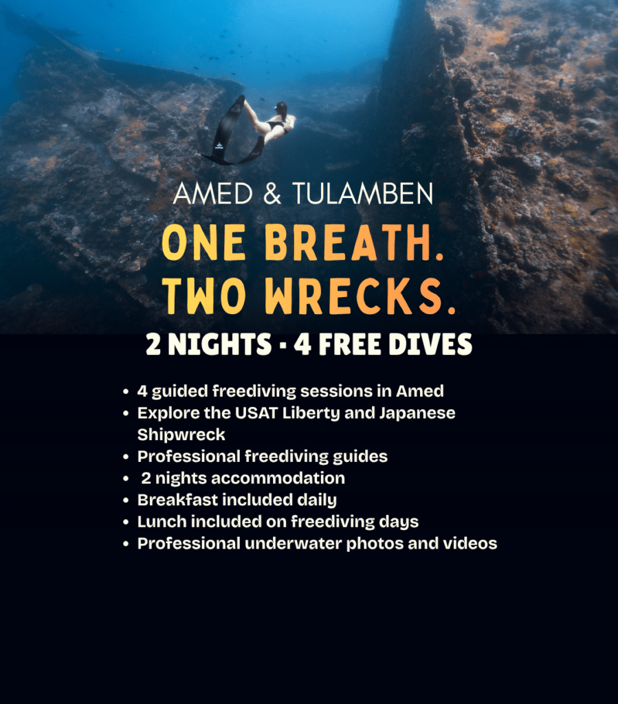 View One Breath, Two Wrecks freediving package – 2 nights exploring the USAT Liberty and Japanese wrecks in Amed